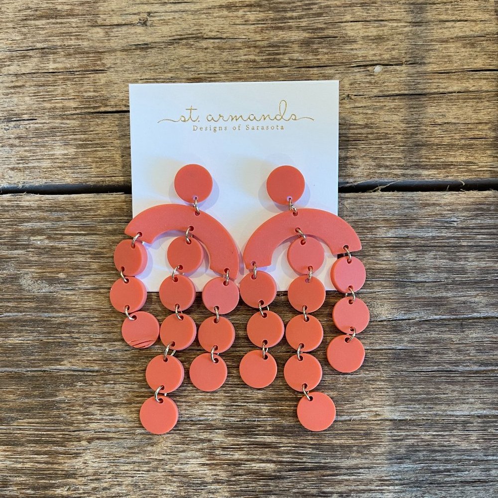 Geo Acrylic Red Earrings